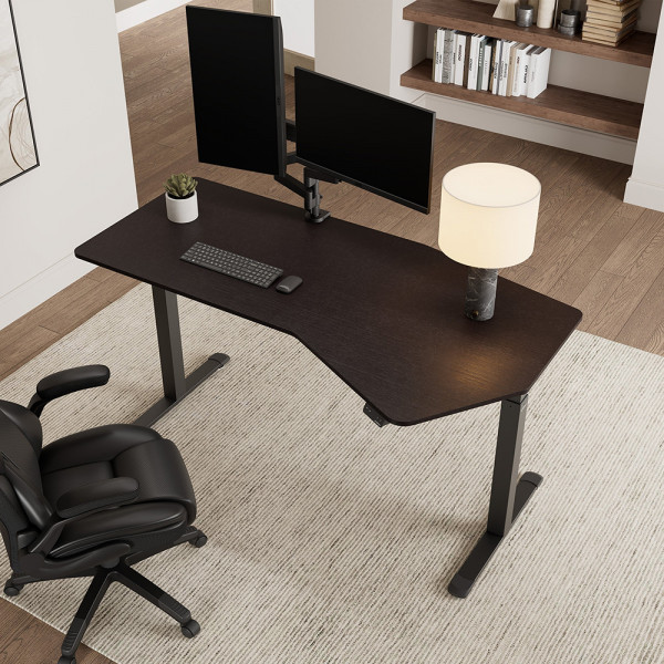 Eureka Ergonomic EDI HTG Unique Shape Office Standing Desk, Smoked Wood  